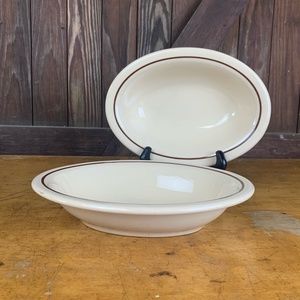Vtg Wellsville China San Tan Oval Serving Bowls 2